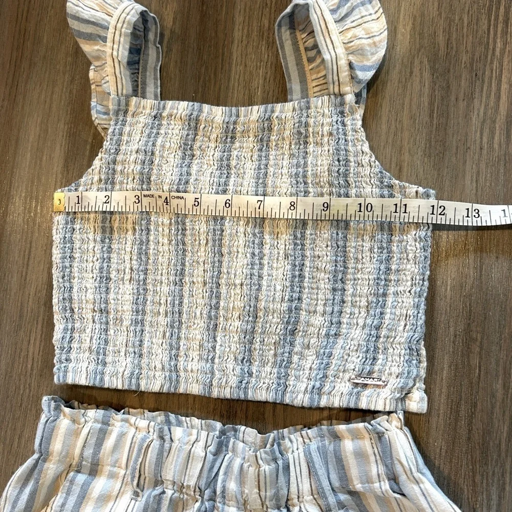 Girls Tahari Girl Blue & White Striped Smocked Top & Shorts Set Size 10